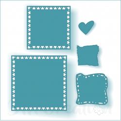 Stanzschablone - Herzrand quadratisch